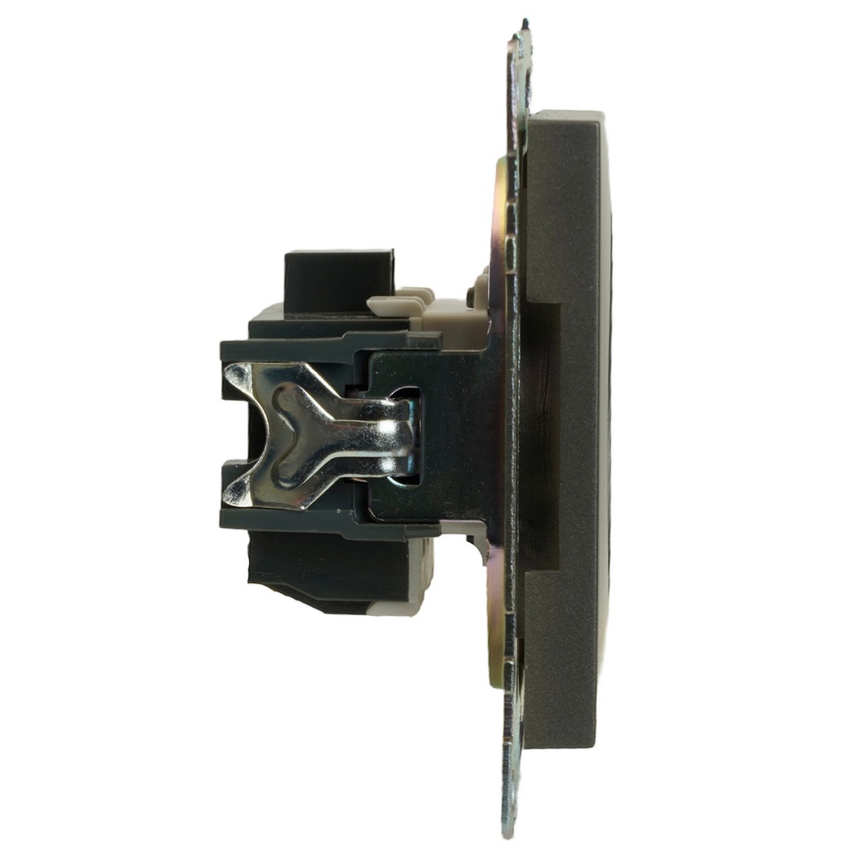 Катрин - Розетки и выключатели Stekker Розетка 1-местная б/з STEKKER GLS10-7109-06 250V 10A с защ. шторкой Катрин графит 49420