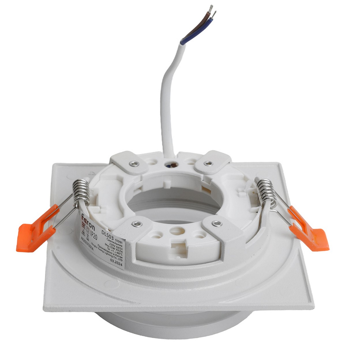 Встраиваемые светодиодные светильники Светильник встраиваемый Feron DL503 LUNA GX53 белый квадрат 51091 