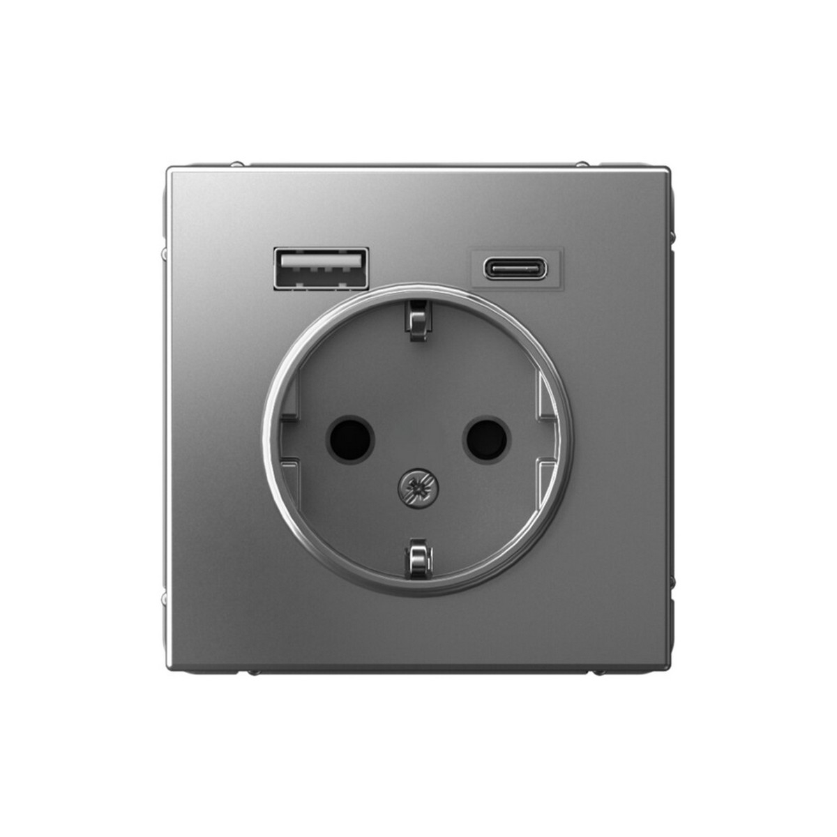 ArtGallery Сталь Розетка Systeme Electric ArtGallery Сталь 16А с 2 USB A+C 5В4А/30А 5В/15А GAL000932