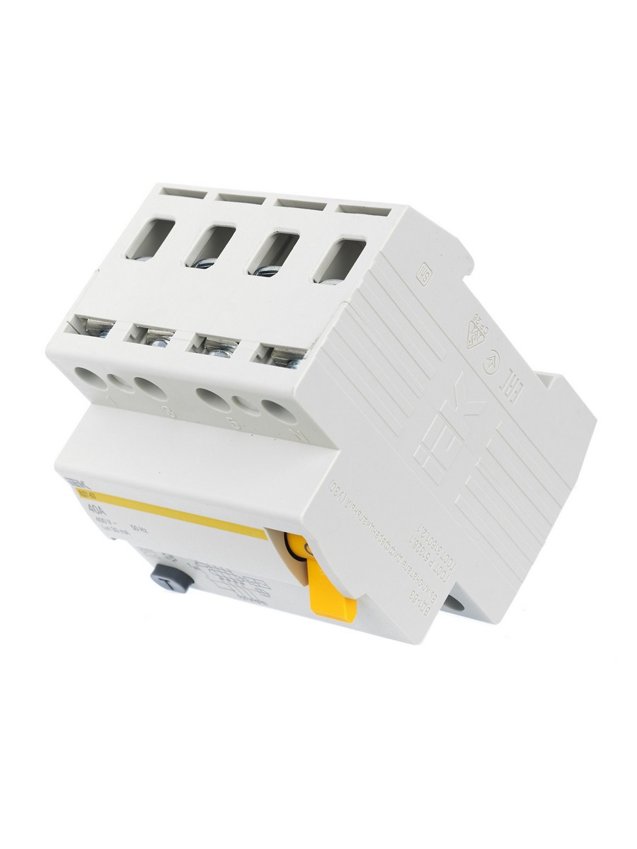 IEK Выключатель дифференциальный IEK KARAT ВД1-63 (УЗО) 4Р 40А 30мА MDV10-4-040-030 