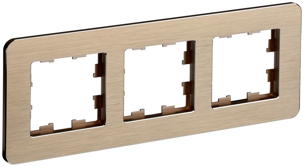 IEK Brite Рамки Рамка IEK BRITE DECOR Шампань металл. скругл.угол 3-м РУ-3-1-Бр RE AL BR-M32-M-21-K37