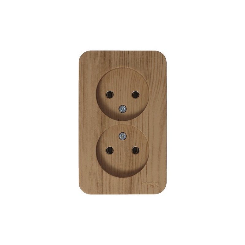 Blanca ясень розетки и выключатели Розетка SE Blanca 2-ая Ясень наружный б/з без шторок изолир. пластина BLNRA000215