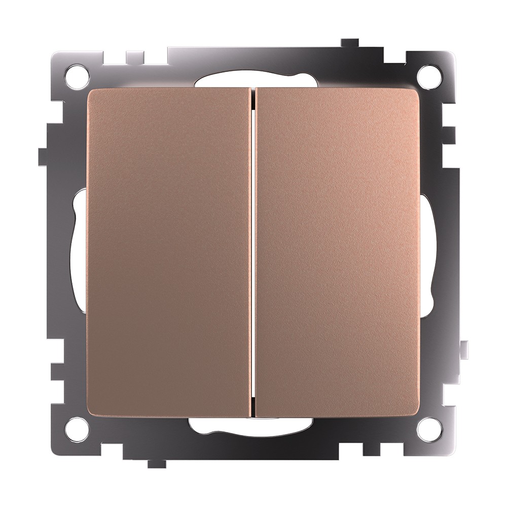 Катрин - Розетки и выключатели Stekker Переключатель 2-клавишный (механизм) STEKKER GLS10-7107-02 250V 10А Катрин шампань 49169