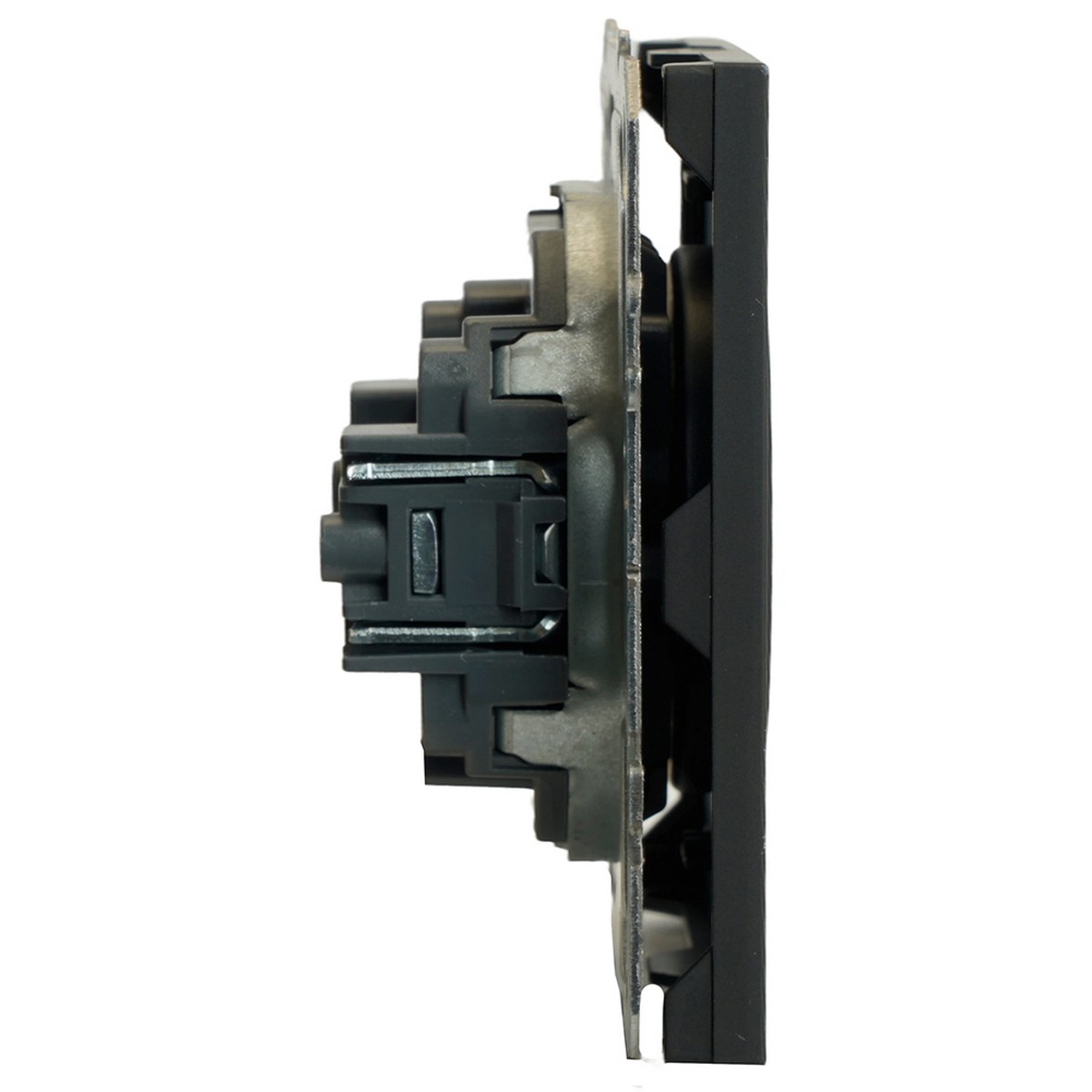 Эмили - Розетки и выключатели Stekker Розетка 1-ая с защитной шторкой б/з STEKKER Эмили RST16-5109-05 черный уголь soft touch 49850