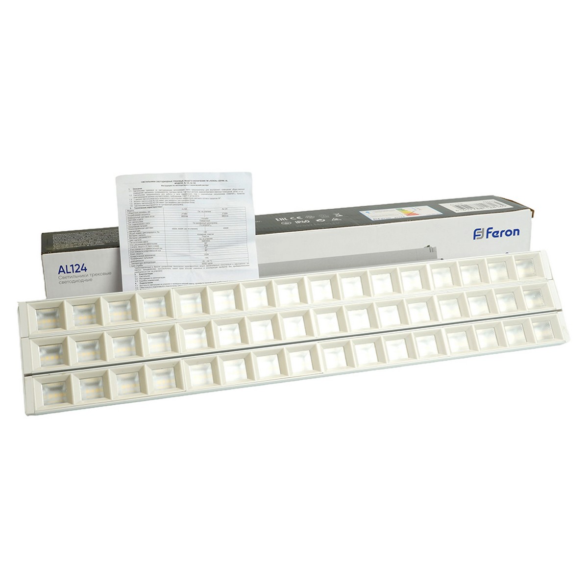 Трековые светодиодные светильники Светодиодный светильник Feron AL124 трековый на шинопровод 3*30W 4000K 60 градусов белый 48929 
