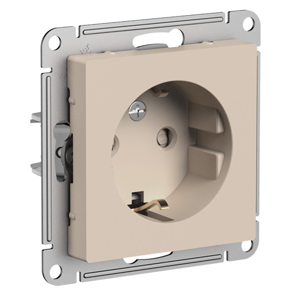 AtlasDesign Песочный Розетка Systeme Electric AtlasDesign Песочный с/з со шторками 16А ATN001245