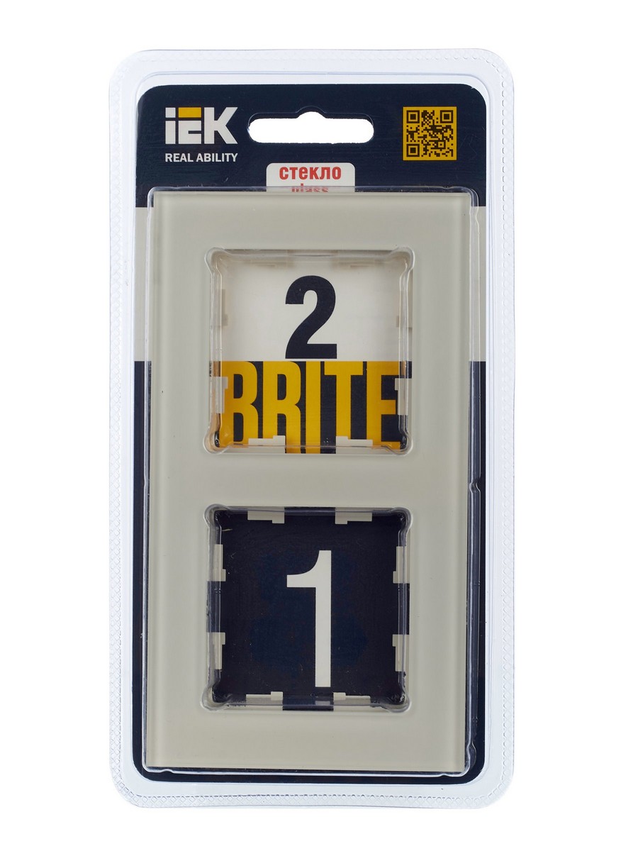 IEK Brite Рамки Рамка IEK BRITE 2-местная РУ-2-2-БрВа стекло ванильный BR-M22-G-K10
