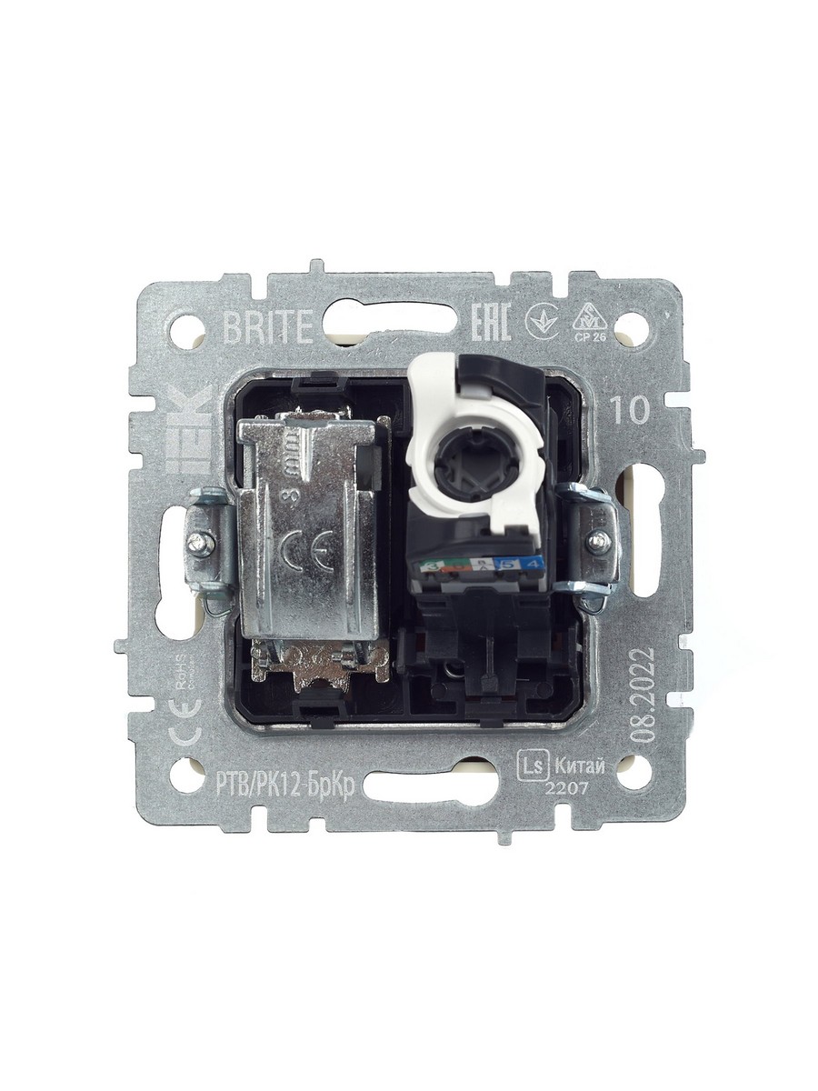 IEK Brite Бежевый Розетка IEK BRITE двойная TV+RJ45 кат.5E РТВ/РК12-БрКр бежевый BR-AK20-1-K10