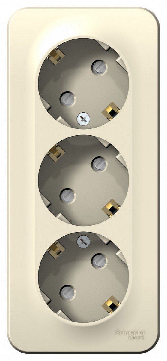 Blanca молочные розетки и выключатели Розетка SE Blanca 3-ая Молочная наружный с/з со шторками изолир. пластина BLNRA011312