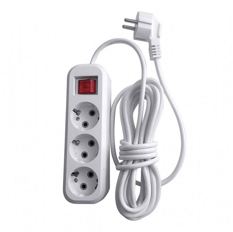 Колодки и удлинители, тройники Удлинитель 3-местный с/з с выключателем STEKKER HM03-31-07 7м Home (У10А-002) белый 39200 