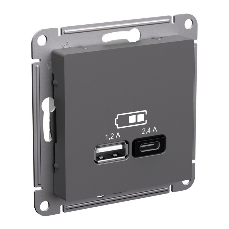 AtlasDesign Базальт Розетка Systeme Electric AtlasDesign Базальт USB А+С, 5В/2,4 2х5В/1,2 А, ATN001439