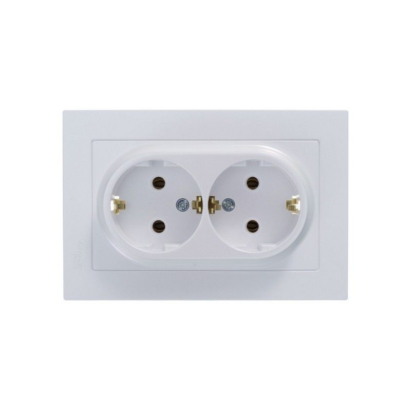 AtlasDesign Жемчуг Розетка Systeme Electric AtlasDesign Жемчуг с/з двойная, 16А, в сборе ATN000424