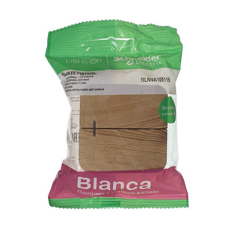 Blanca ясень розетки и выключатели Выключатель SE Blanca 2-клавишный Ясень наружный с подсветкой изолир. пластина BLNVA105115