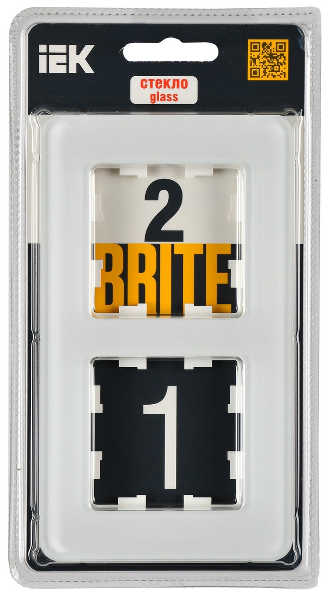 IEK Brite Рамки Рамка IEK BRITE DECOR Белый матовый стекло скругл.угол 2-м РУ-2-2-Бр RE BR-M22-G-41-K01