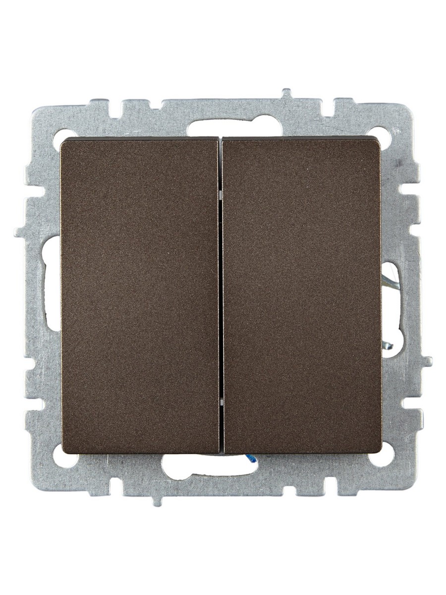 IEK Brite Бронза Выключатель IEK BRITE 2-клавишный проходной 10А ВС10-2-6-БрТБ темная бронза BR-V22-0-10-K45