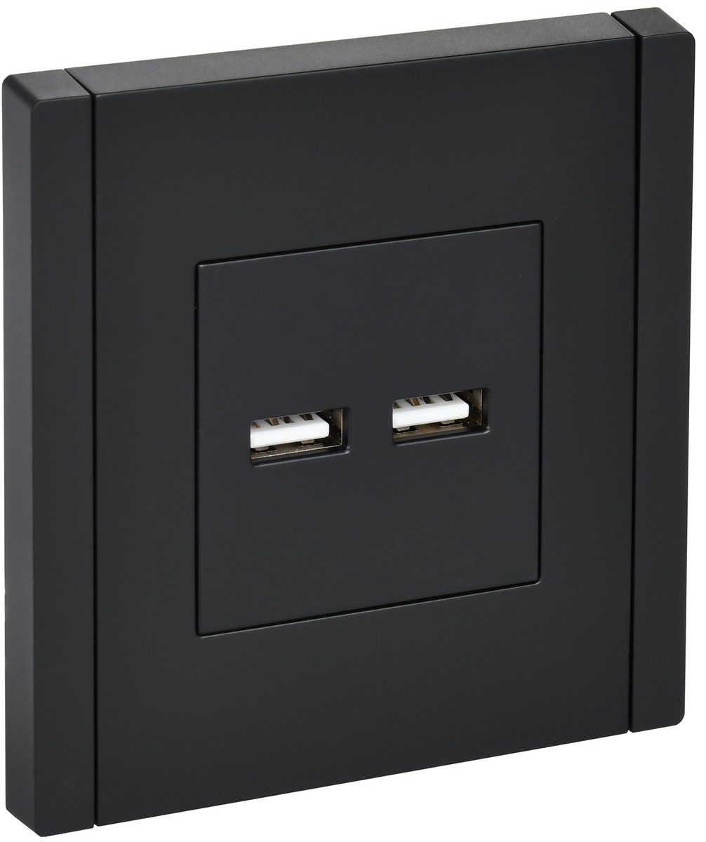 IEK FORTE&PIANO Черный Розетка IEK FORTE&PIANO Черный USB A+A 3,1А FP149