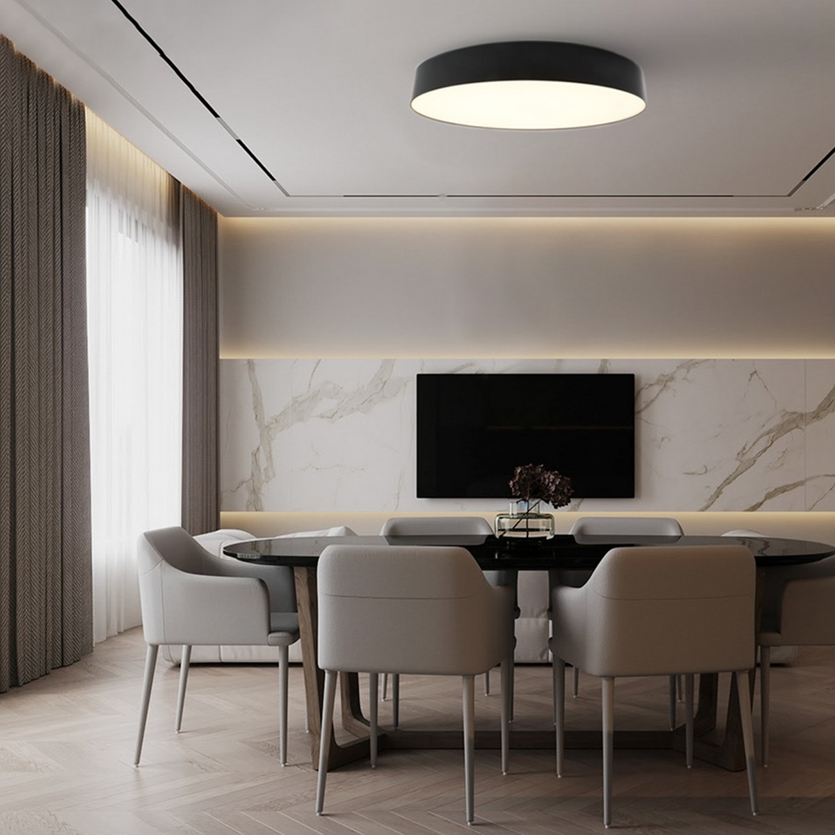 Управляемые светодиодные светильники и люстры Светодиодный управляемый светильник Feron AL6200 “Simple matte” 80W черный 48067 