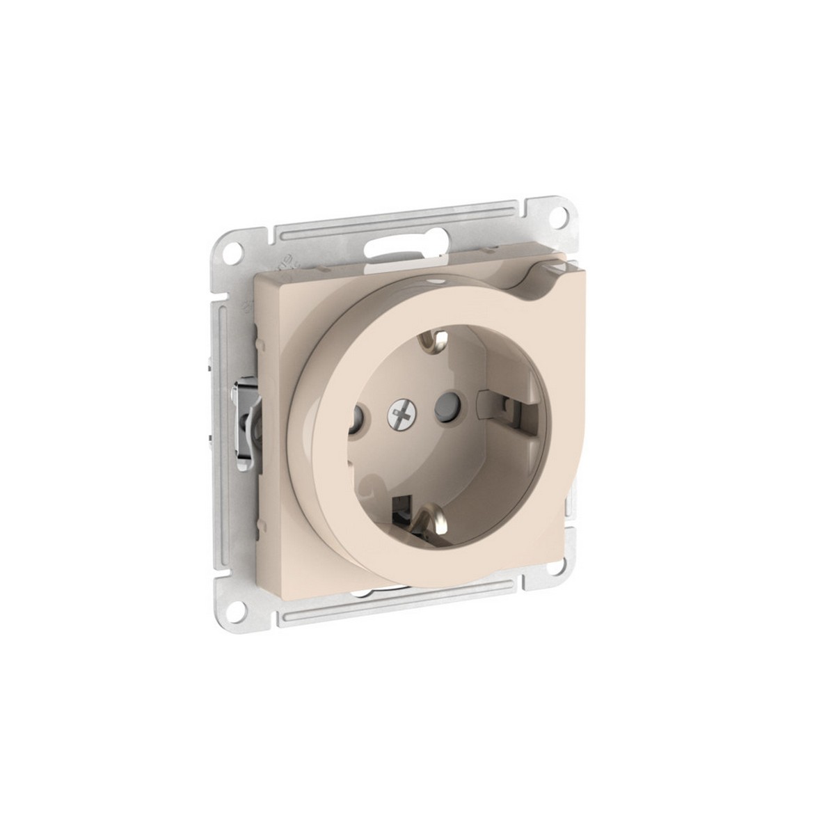 AtlasDesign Бежевый Розетка SE AtlasDesign Бежевый с заземлением со шторками с выталк быстрозажим. клем. ATN000247S