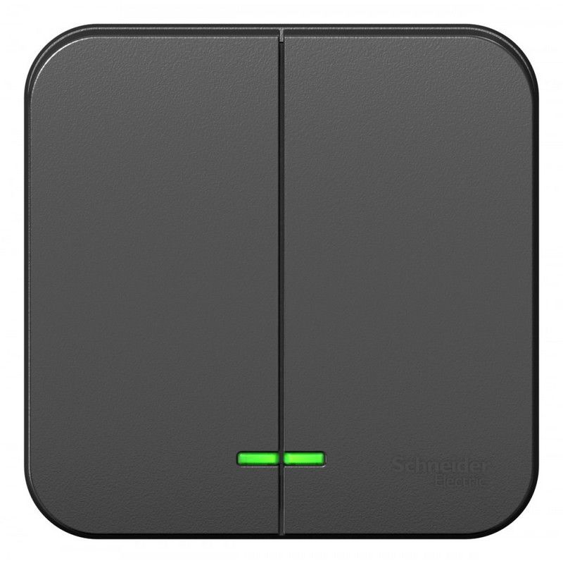 Blanca антрацит розетки и выключатели Выключатель SE Blanca 2-клавишный Антрацит наружный с подсветкой изолир. пластина BLNVA105116