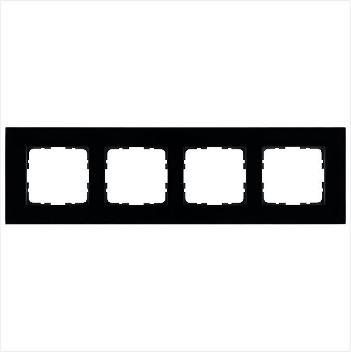 JASMART G - розетки и выключатели Рамка JASMART 4-постовая стекло Black Glass G1004GB