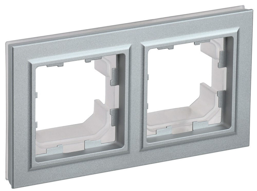 IEK Brite Рамки Рамка IEK BRITE 2-местная IP44 РУ-2-БрА-44 алюминий BR-M22-44-K47