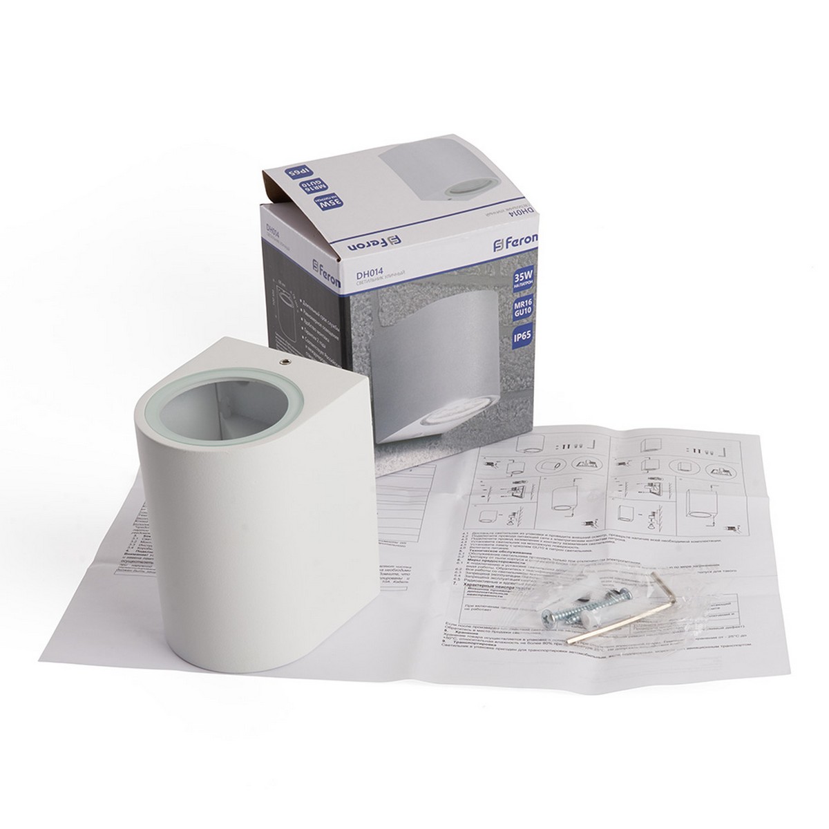 Уличные настенные светильники Светильник садово-парковый Feron DH014 на стену GU10 230V белый 48339 