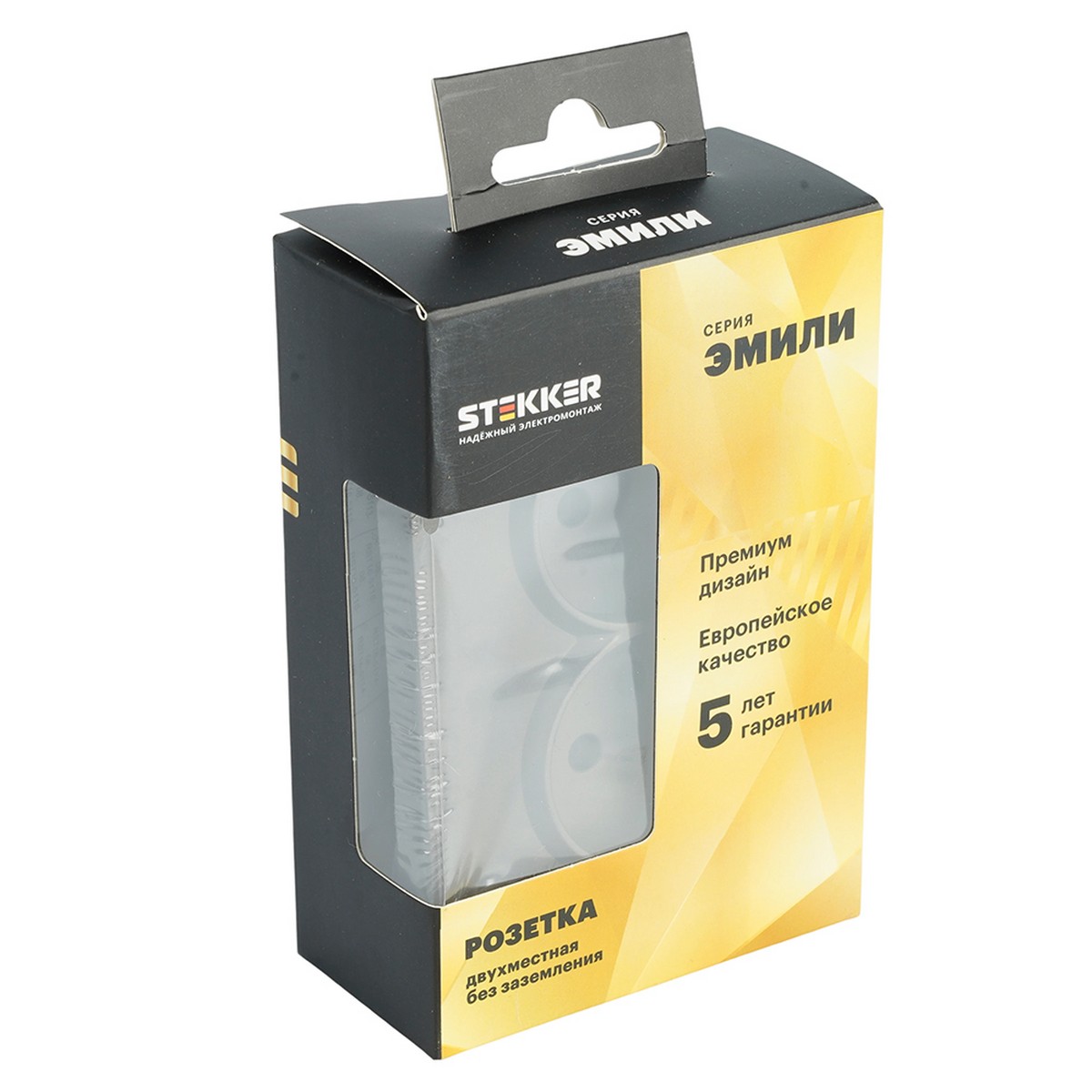 Эмили - Розетки и выключатели Stekker Розетка 2-местная с защитной шторкой STEKKER б/з  Эмили RST10-5116-09 антрацит soft touch 49929