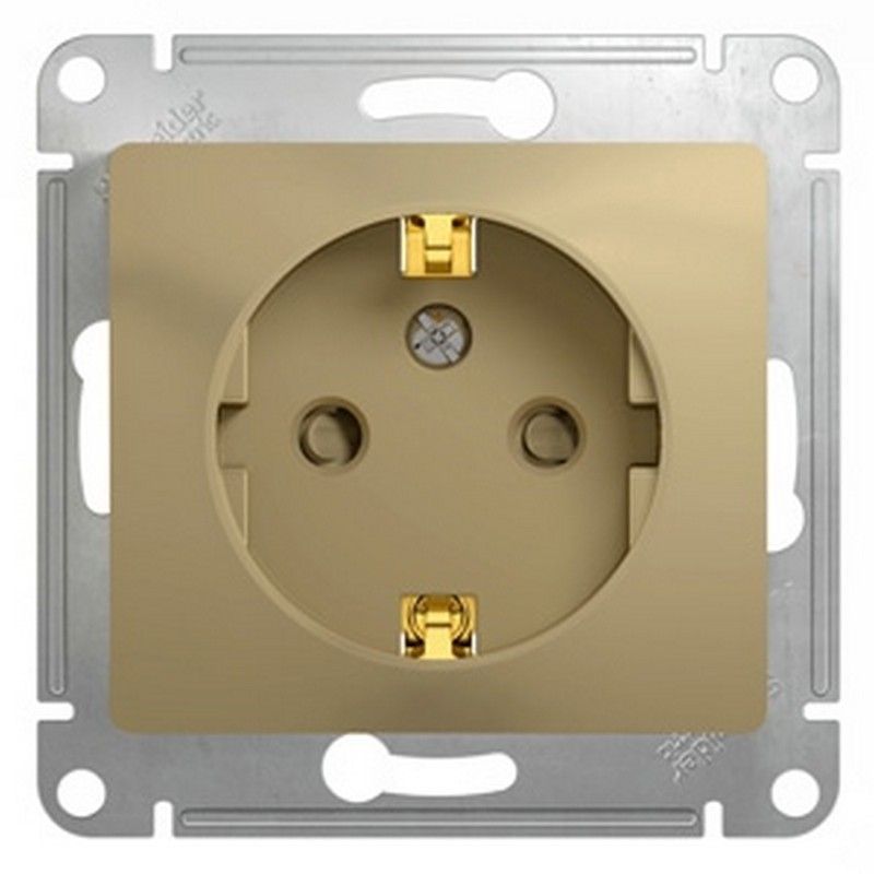 Glossa Титан Розетка Systeme Electric Glossa Титан с заземлением со шторками GSL000445