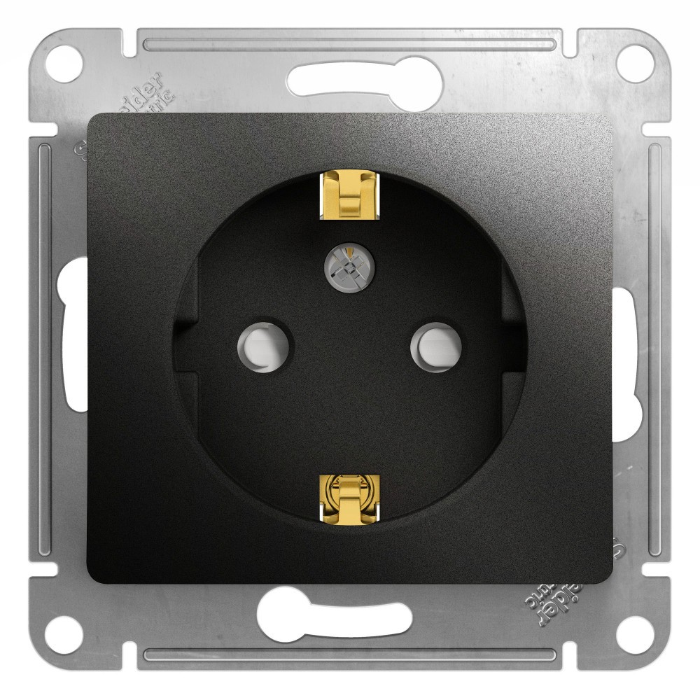 Glossa Антрацит Розетка Systeme Electric Glossa Антрацит с/з со шторками, 16А механизм GSL000745