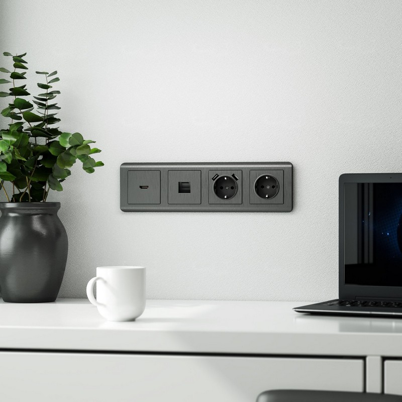 Werkel Графит рифленый механизмы Накладка Werkel для розетки HDMI (графит рифленый) WL04-HDMI-CP