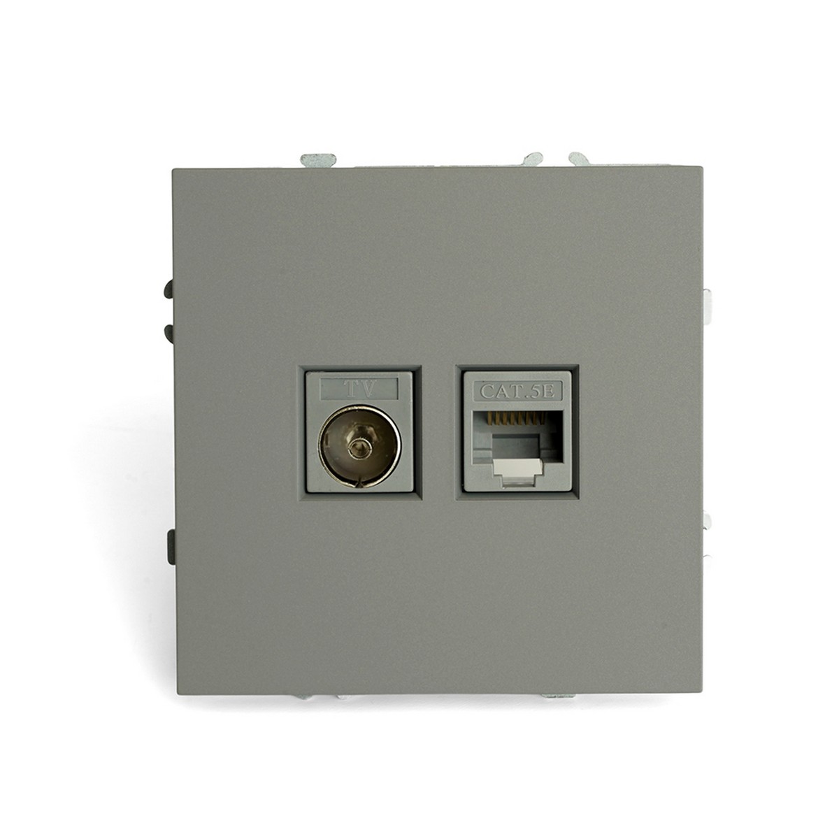 Эмили - Розетки и выключатели Stekker Розетка TV + компьютерная RJ-45 STEKKER Эмили RST00-5106-10 платиново-серый soft touch 49950