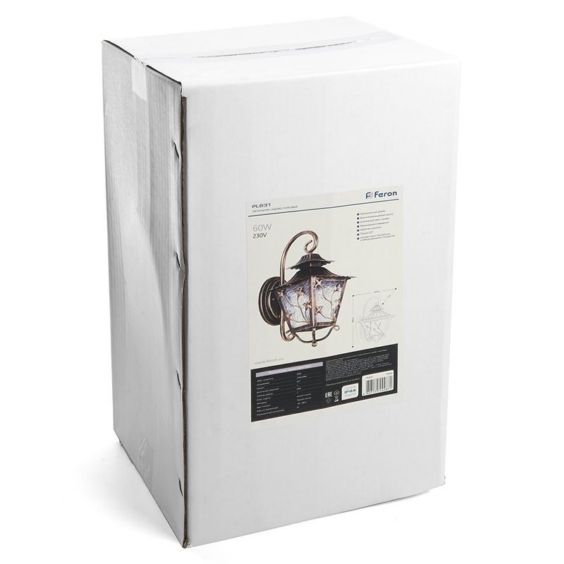 Уличные настенные светильники Светильник садово-парковый Feron PL631 на стену вниз 60W 230V E27 черное золото 11642 