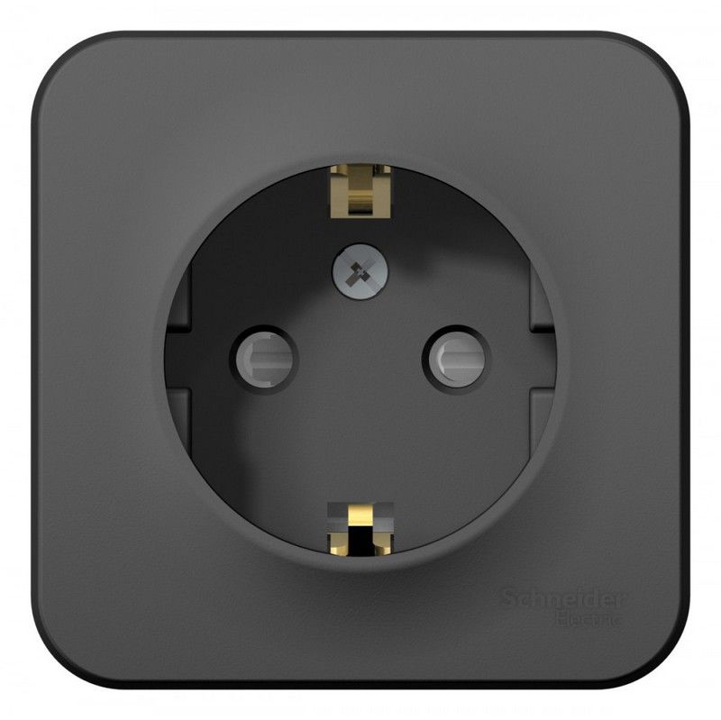 Blanca антрацит розетки и выключатели Розетка SE Blanca с/з Антрацит наружный со шторками BLNRA011106