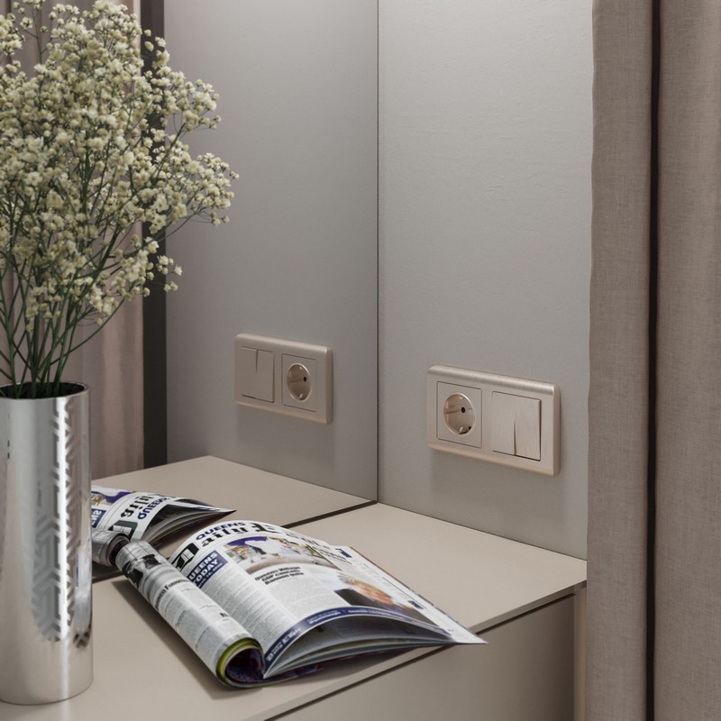 Werkel Шампань рифленный механизмы Выключатель Werkel двухклавишный   (шампань рифленый) W1120010