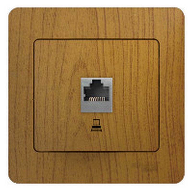 Glossa Дуб Розетка компьютерная Systeme Electric Glossa Дерево Дуб RJ45 кат.5E GSL000581K
