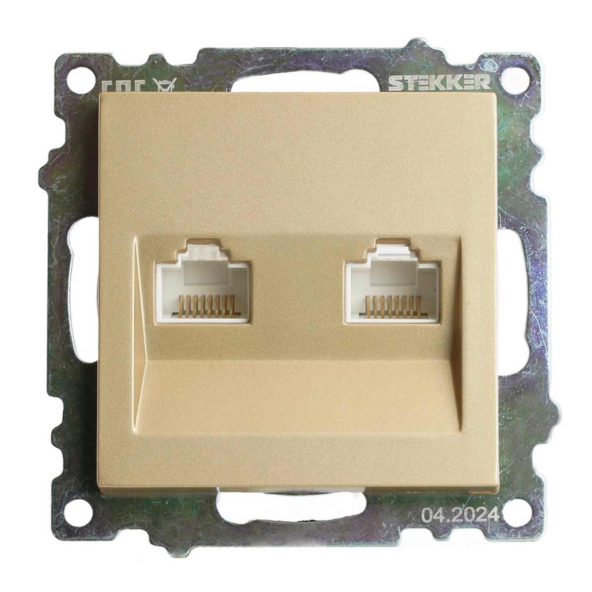 Катрин - Розетки и выключатели Stekker Розетка компьютерная 2-местная RJ-45 STEKKER GLS00-7109-08 Катрин золото 50009