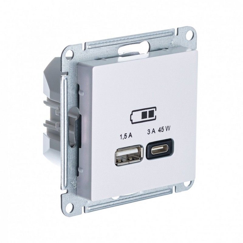 AtlasDesign Жемчуг Розетка USB Systeme Electric AtlasDesign Жемчуг A + тип-C 45W высокоскор.заряд. QCPD мех. ATN000429