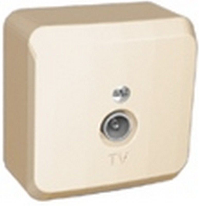Этюд Кремовый Розетка TV Schneider Electric Этюд наружный Бежевый единственная 0,7dB TVA-002K
