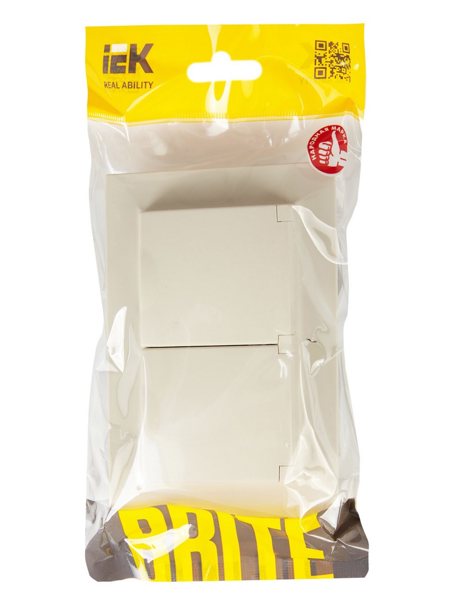 IEK Brite Бежевый Розетка IEK BRITE 2-ая с/з с шторками и крышкой 16А в сборе IP44 РСбш12-3-44-БрКр бежевый BR-R26-16-