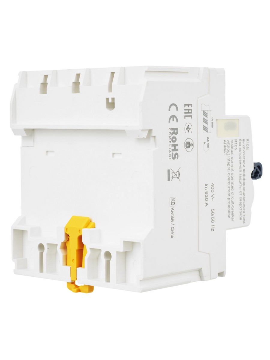 IEK ВДТ УЗО IEK ARMAT R10N 4P 63А 30мА тип AC AR-R10N-4-063C030 
