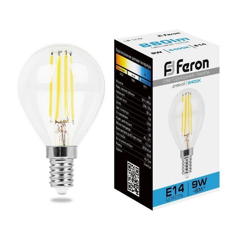 E14 Лампа светодиодная Feron LB-509 Шарик E14 9W 6400K 38223 
