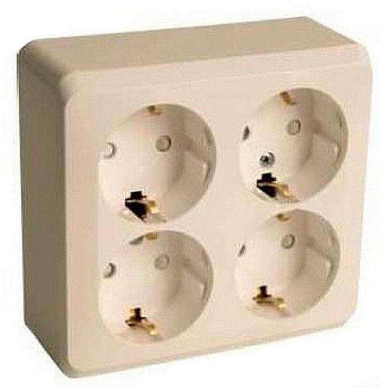 Этюд Кремовый Розетка 4-ая Systeme Electric Этюд наружный Бежевый с/з со шторками PA16-208K