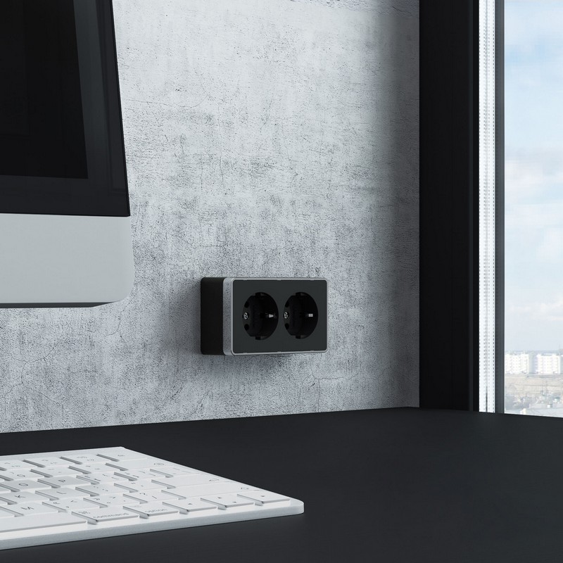 Werkel Gallant черный хром Розетка Werkel двойная с заземлением Gallant (черный/хром) W5072135