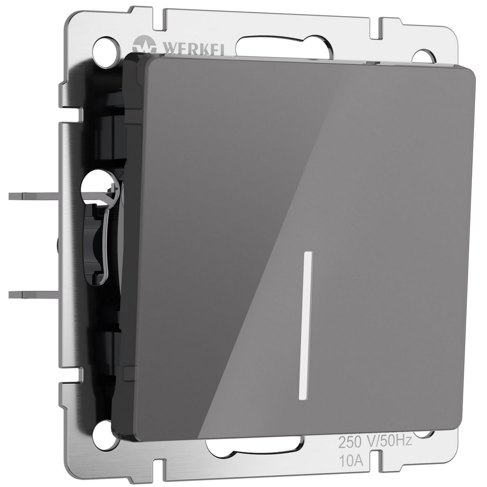 Werkel Графит акрил Выключатель Werkel одноклавишный с подсветкой (графит акрил) W11101440