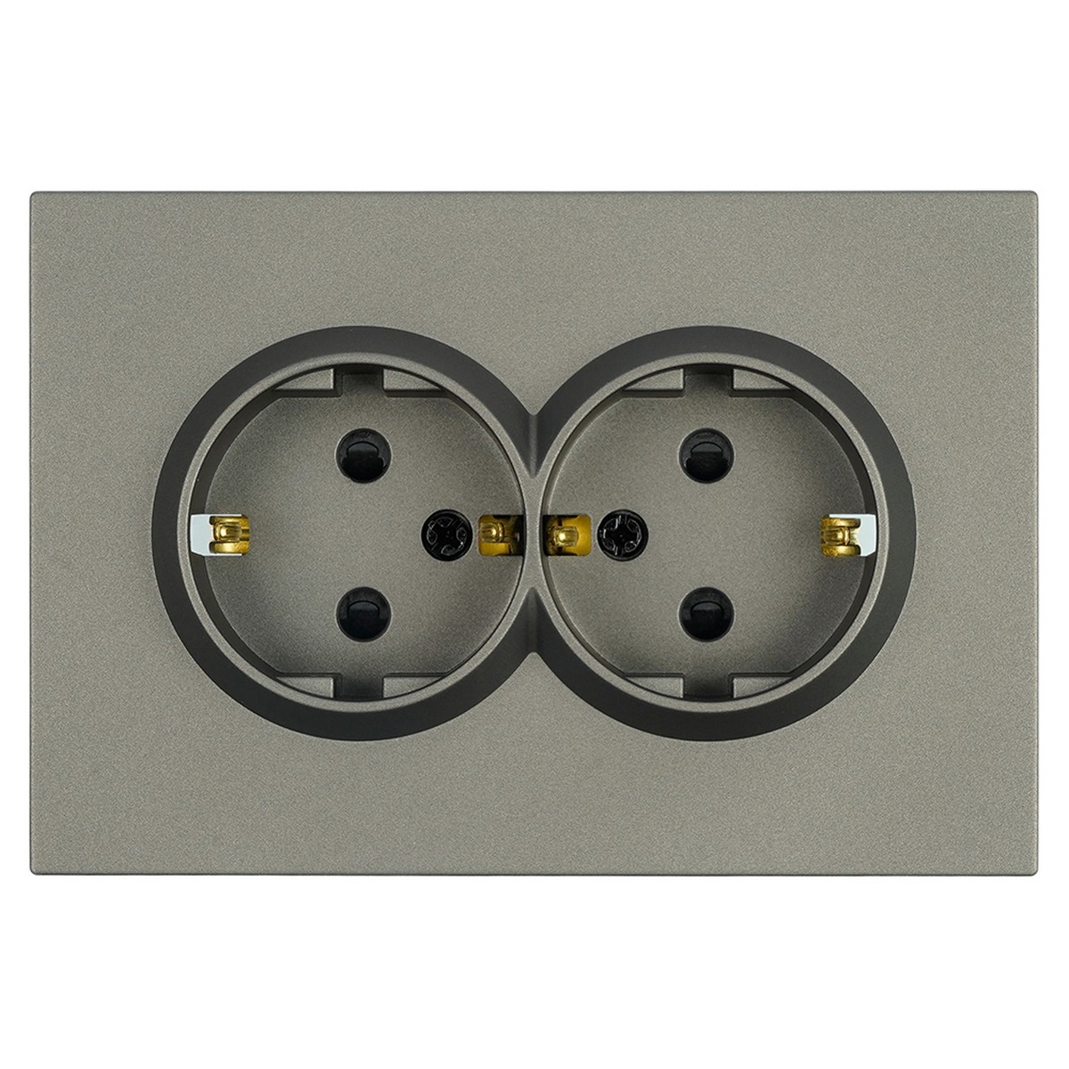 Эмили - Розетки и выключатели Stekker Розетка 2-местная с защитной шторкой STEKKER с/з  Эмили RST16-5114-09 антрацит soft touch 49934