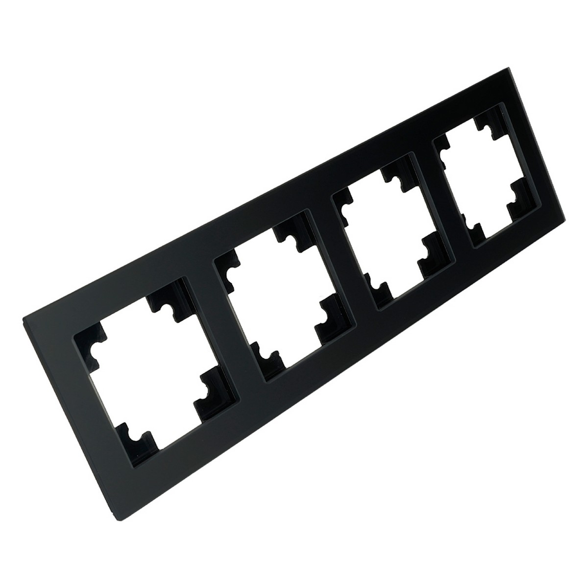 Катрин - Розетки и выключатели Stekker Рамка STEKKER 4-местная Катрин стекло черный матовый GFR00-7004-05М 49603