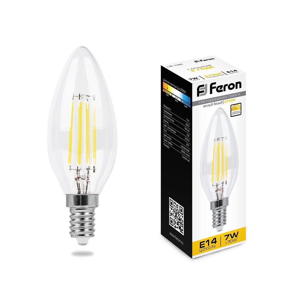 E14 Лампа светодиодная Feron LB-166 Свеча E14 7W 2700K диммируемая 25870 