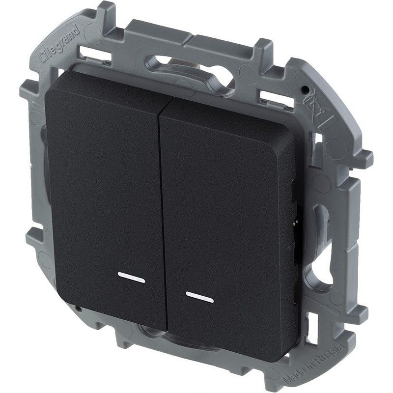 Legrand Inspiria Антрацит Выключатель Legrand INSPIRIA Антрацит двухклавишный с подсветкой/индикацией 10 AX 250 В 673633