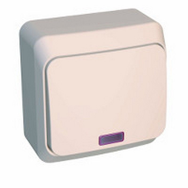 Этюд Кремовый Выключатель 1-клавишный Systeme Electric Этюд наружный Бежевый с подсветкой BA10-005K