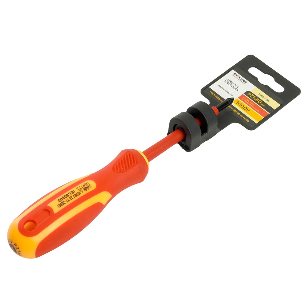 Отвертка крестовая диэлектрическая STEKKER Pz 1 х 80 мм, SDE-PZ1-80 49617 фото